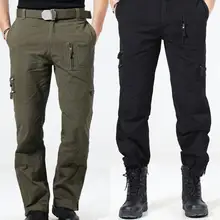 Мужские брюки из натурального хлопка, повседневные мужские одноцветные прямые свободные штаны с эластичной резинкой на талии