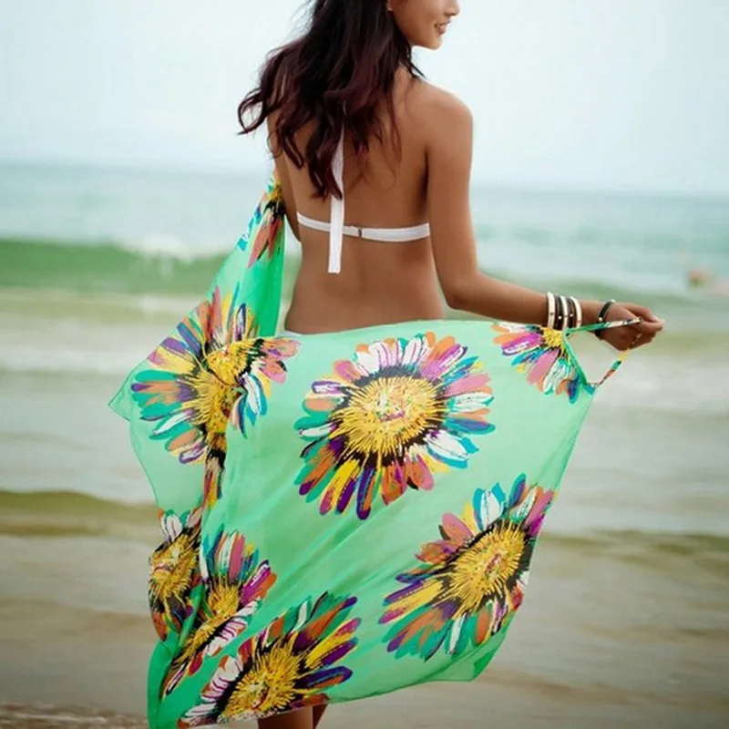 Backless beach dress bikini v-neck sleeveless casual dress floral print maxi dress swimwear
