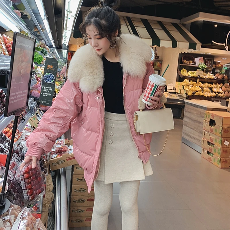 Новая высококачественная зимняя Свободная куртка женская меховая парка с капюшоном пальто Женская с длинным рукавом Толстая теплая зимняя одежда куртка пальто