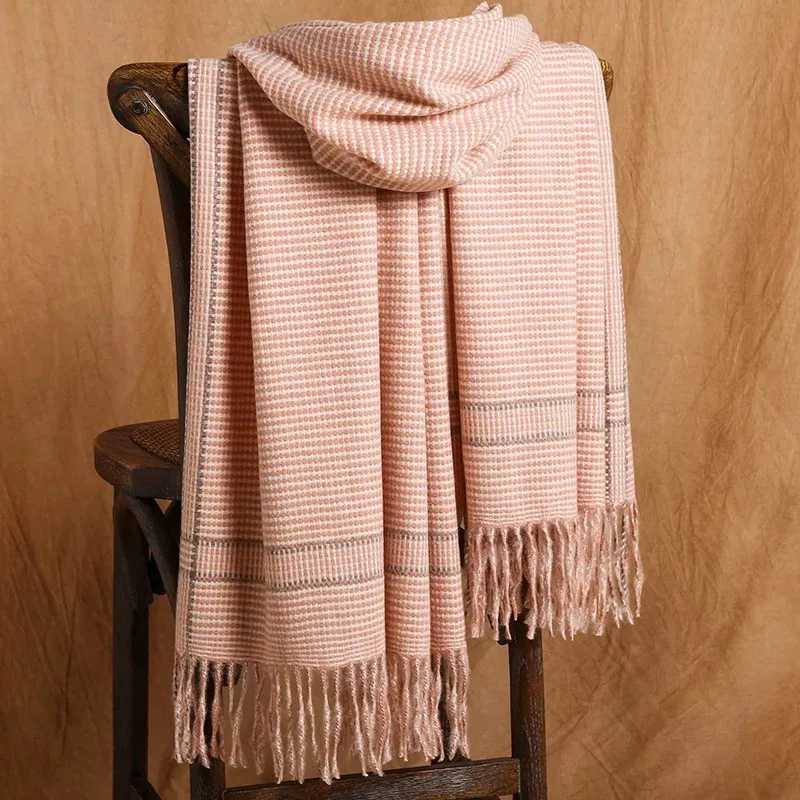 Китайский качественный Шелковый Модный мягкий женский шерстяной шарф-воротник теплая зимняя кашемировая шаль женский шарф с узором в елочку