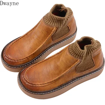 

College Style Casual Short Boots Handmade Wool Mouth Martin Boots Muffin Thick-Sole Ankle Boots Literary Retro Mori Womens Boots