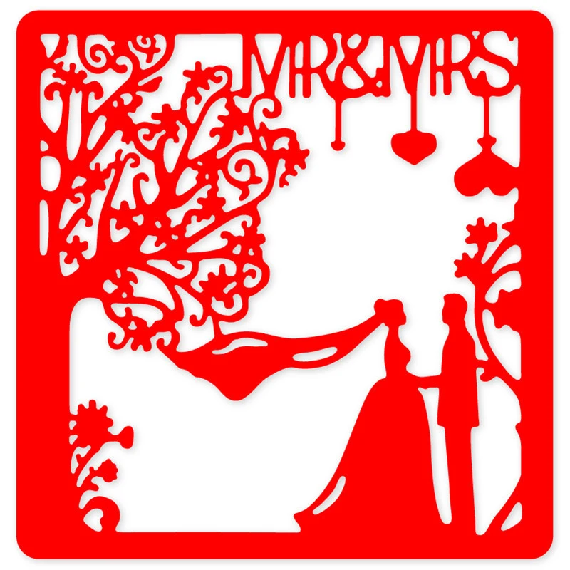  Cutting Dies Wedding Tree Couple Invitation Frame metal cutting dies stencil Scrapbooking Die Cut C - 4000275419910