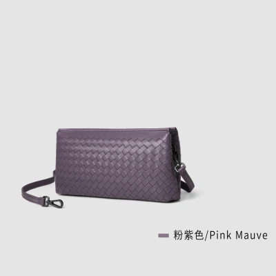 Pink purple Сумки для женщин из мягкой овечьей кожи высокого качества, сумка-мессенджер из натуральной кожи, сумки на плечо, вязаные через плечо, маленькие женские - Цвет: Pink purple