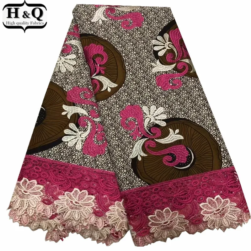 Нигерийское гипюровое восковое кружево с принтом, африканская вышитая кружевная ткань, 6 ярдов/шт, хлопковое кружево с высоким качеством для свадебного платья