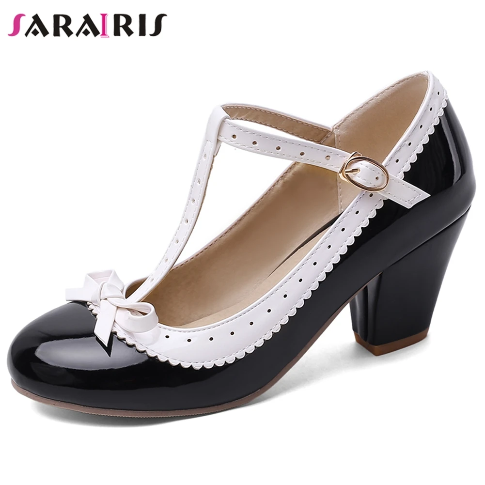 

SARAIRIS Sweet Female Butterfly Knot Shallow Pumps Spring Autumn Buckle Belt Pumps Women Round Toe Pumps Women Shoes Woman