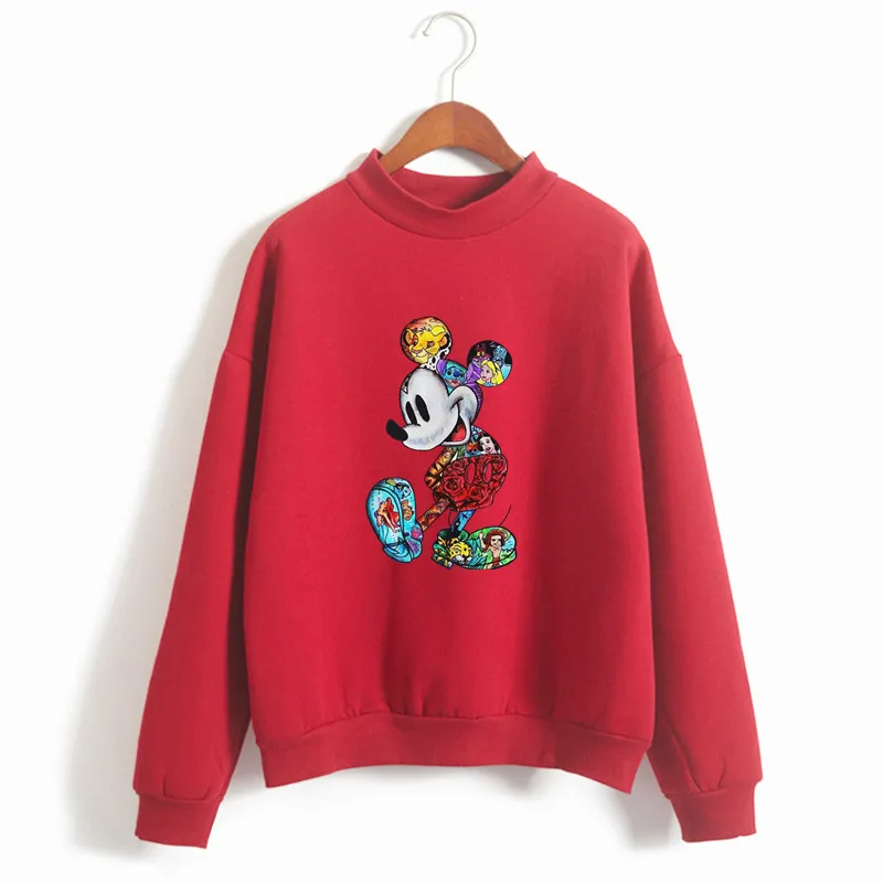 Женская толстовка с принтом мыши в стиле хип-хоп женская уличная одежда Король Лев женская одежда Толстовка Пуловер с рисунком на каждый день Harajuku - Цвет: WY-red-TA17A7