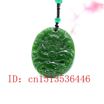 

Natural Green Jade Dragon Pendant Necklace Jewellery Fashion Accessories Hand-Carved Man Woman Luck Amulet Gifts