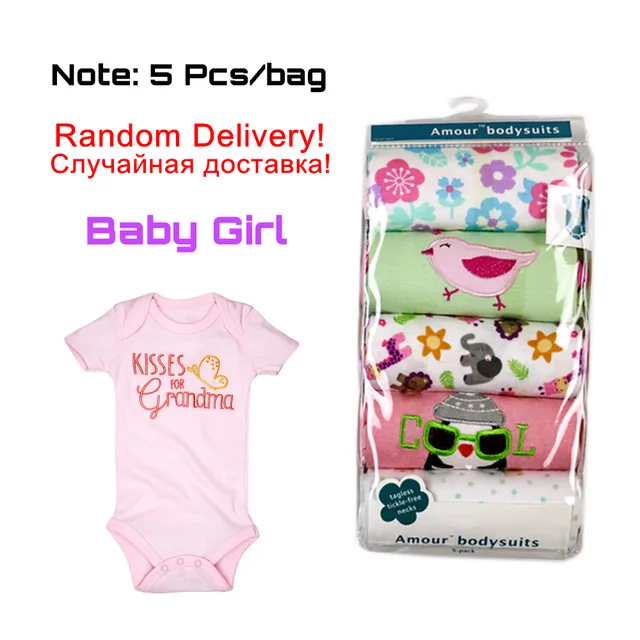Girl 5Pieces Детские комбинезоны, 5 шт. в упаковке детская хлопковая летняя одежда с короткими рукавами для мальчиков и девочек, одежда для новорожденных комбинезон Лидер продаж, комплект одежды для малышей - Цвет: Girl 5Pieces