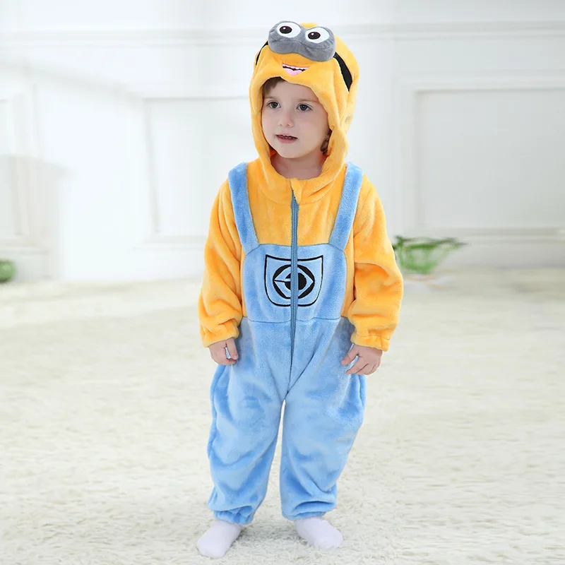 Little yellow man Коллекция года, осенне-зимняя одежда для новорожденных одежда унисекс на Хэллоуин комбинезоны для мальчиков, детский костюм с пандой для девочек, комбинезон для малышей возрастом от 3 до 24 месяцев - Цвет: Little yellow man