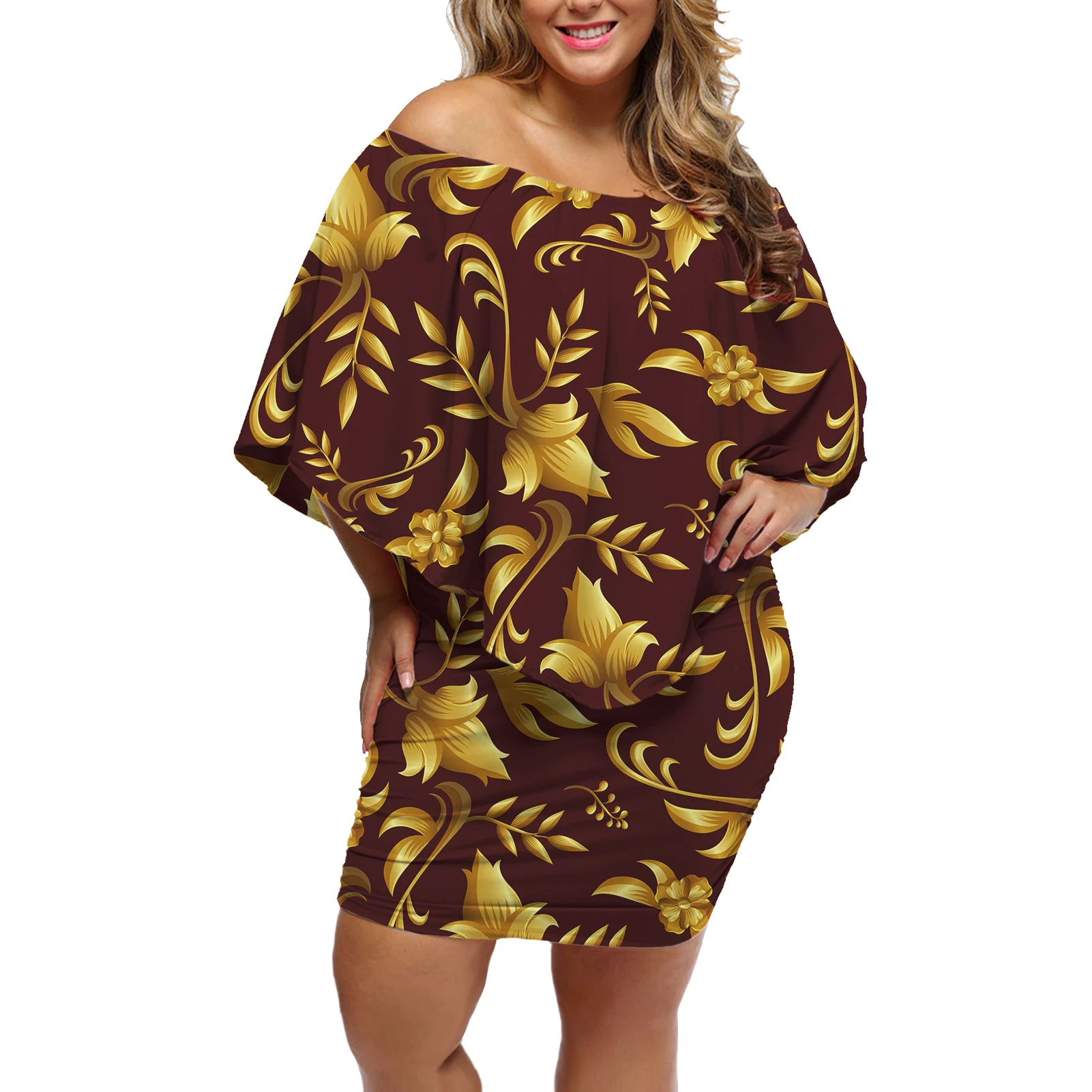 

Luxury Design Strapless Polynesian Baroque Style Ladies Fashion Anti-Wrinkle Short Dress Ladies Travel Essential Clothing