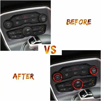 

3Pcs/set High Quality Red AC Radio Switch Knob Trim Ring Covers Kit For Dodge Charger 2015-2019 Series Covers