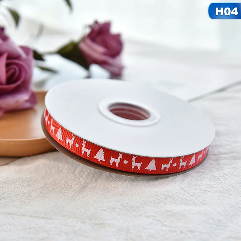 250 Yard 10mm Merry Christmas Design Gift Packaging Belt Ribbon Tapes For Wedding Party Christmas Decorations DIY Gifts Wrapping