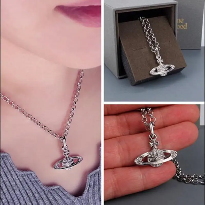 

Retro Planet Pendant Short Necklace Female Party Jewelry Ins Style Saturn Luxury Choker Chain For Women Girls Birthday Gift