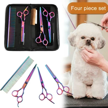 

Spot Professional Dog Pet Groom Scissors Kit Cutting Thinning Curved Shears Set Tool QP2