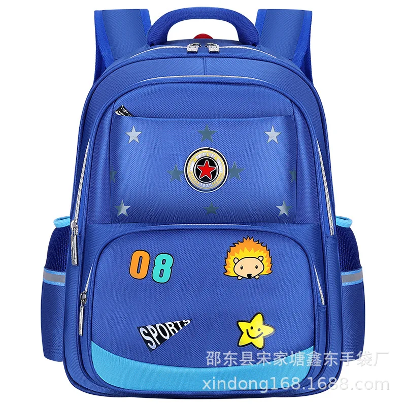 Школьный ранец для мальчиков начальной школы 1-2-3-6 лет, износостойкий рюкзак для девочек 8-10-12 лет - Цвет: Синий