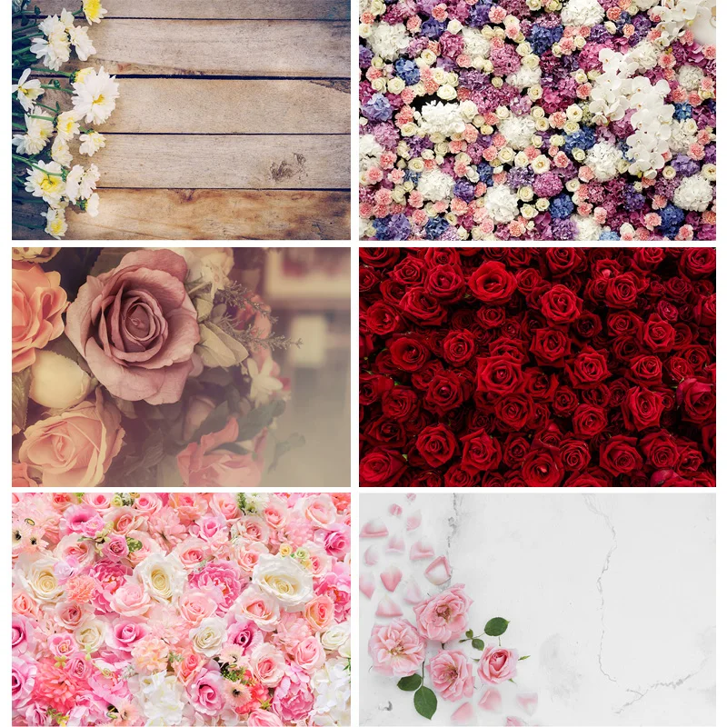 

SHENGYONGBAO Vinyl Custom Photography Prop Flower Wood Planks theme Photo Studio Background 210203FA-01