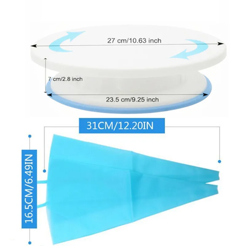  106Pcs/set Cake Decorating Tools 10 inch Cake Turntable Kit Icing Tips Pastry Bags Fondant Tool Bak