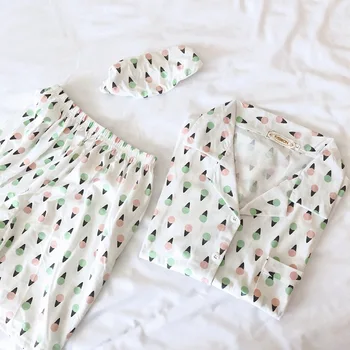 

Print Ice cream Female 2PCS Pajamas Set Sexy Pocket Cotton Sleepwear Sleep Suit 2020 Summer New Lounge Homewear M-XL