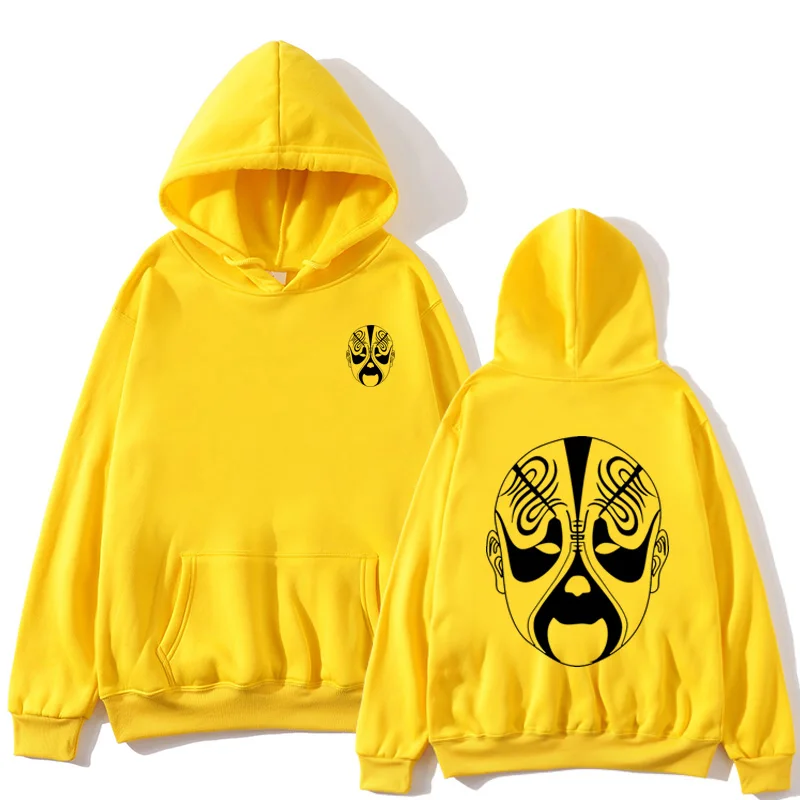 

Men's tops Chinese Style Hoodies Peking Opera Streetwear sudaderas Hip Hop Print Cotton Men harajuku Sportswear vetement homme