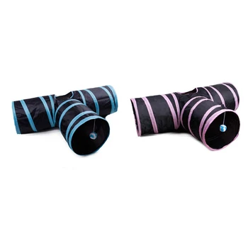 

Pet Cat Tunnels Collapsible Extensible 3 Way Play Toy for Rabbits Kittens