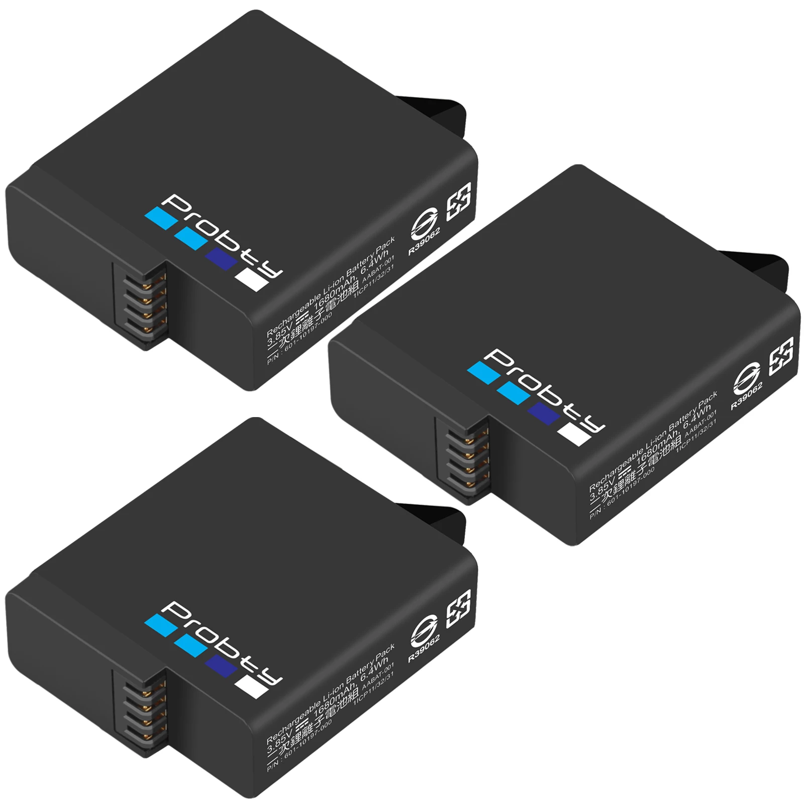 Probty для GoPro hero 7 hero 6 hero 5 батареи или 3-канальный блок питания с ЖК-дисплей USB зарядное устройство с портом для GoPro hero 7, hero 5 Black Label батареи камеры - Цвет: 3 Pcs Battery
