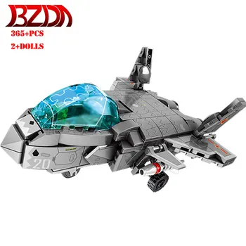 

BZDA Military Aviation Aircraft Building Blocks J-20 Aircraft Fighter With 2 Anime Characters Mini Bricks Toys For Children Gift