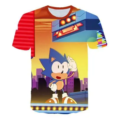 

Sonic The Hedgehog T Shirt for Boys Girls Summer Cotton Cartoon Mario Short Sleeve Top Children Kid Clothing