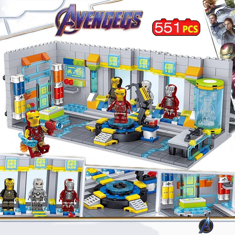 

551 pcs Avengers 4 Endgame Marvel Iron Man with house Building Block Toy for boys Brick Toys Compatible With legoeINGlys