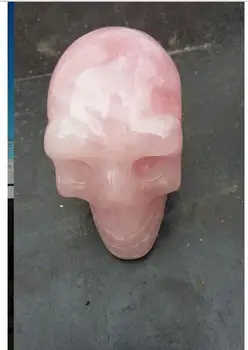 

DH HOT!!! Natural Pink Rose Quartz Crystal Carved Skull