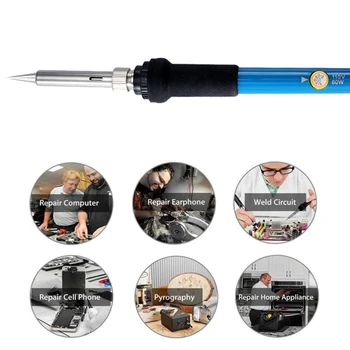 

New 60W Electric Solder Iron Adjustable Temperature Welding Soldering Iron 28PCS Kit Carving Pyrography Tool Soldering Pen Set