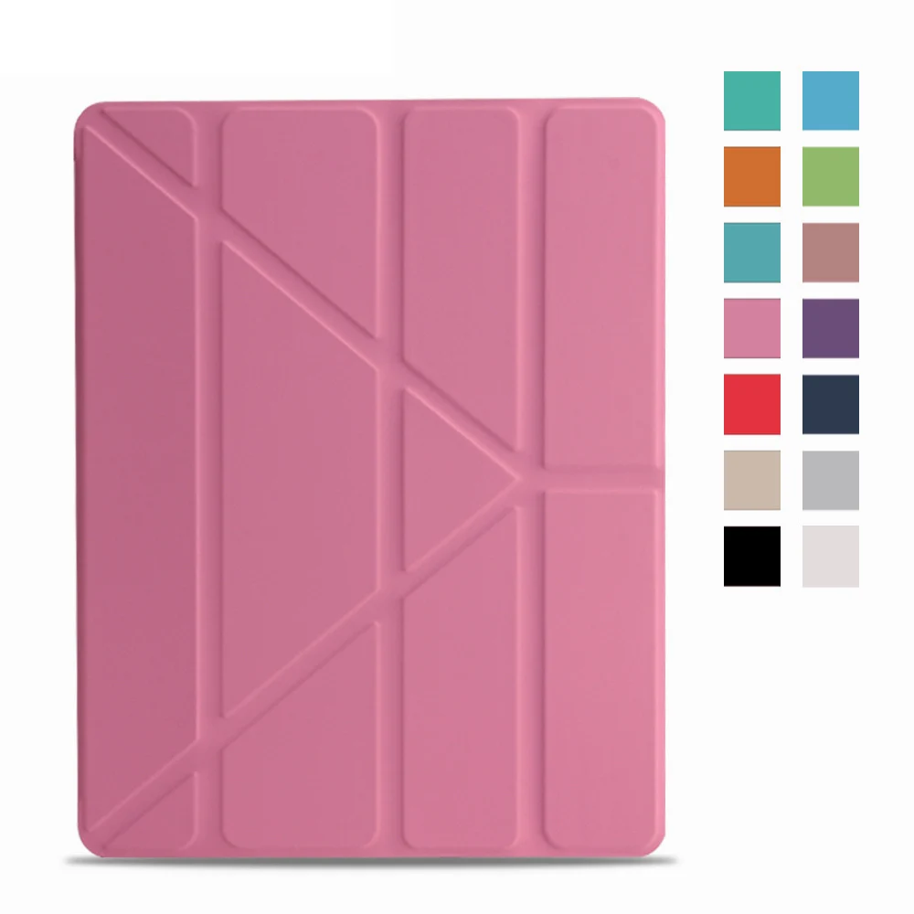 Чехол для iPad Pro 9,7 дюйма Кожаный силиконовый Multi-fold Смарт Обложка для iPad Pro 9,7 чехол A1673 A1674 A1675 Funda - Цвет: Розовый