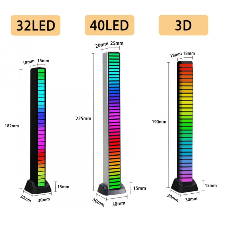 Voice APP Control 40LED 3D Stereo Music Spectrum LED Light Audio Level Indicator Amplifier VU Meter Car Player Atmosphere Lamps 3 channel amplifier