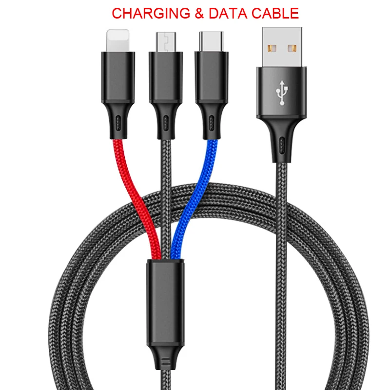 3 в 1 кабель для передачи данных и быстрой зарядки - Цвет: charging and data