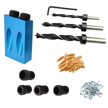 

Angle Locator Drill Guide Kit Bits Jig Woodworking Guide Hex Key Screw Repair