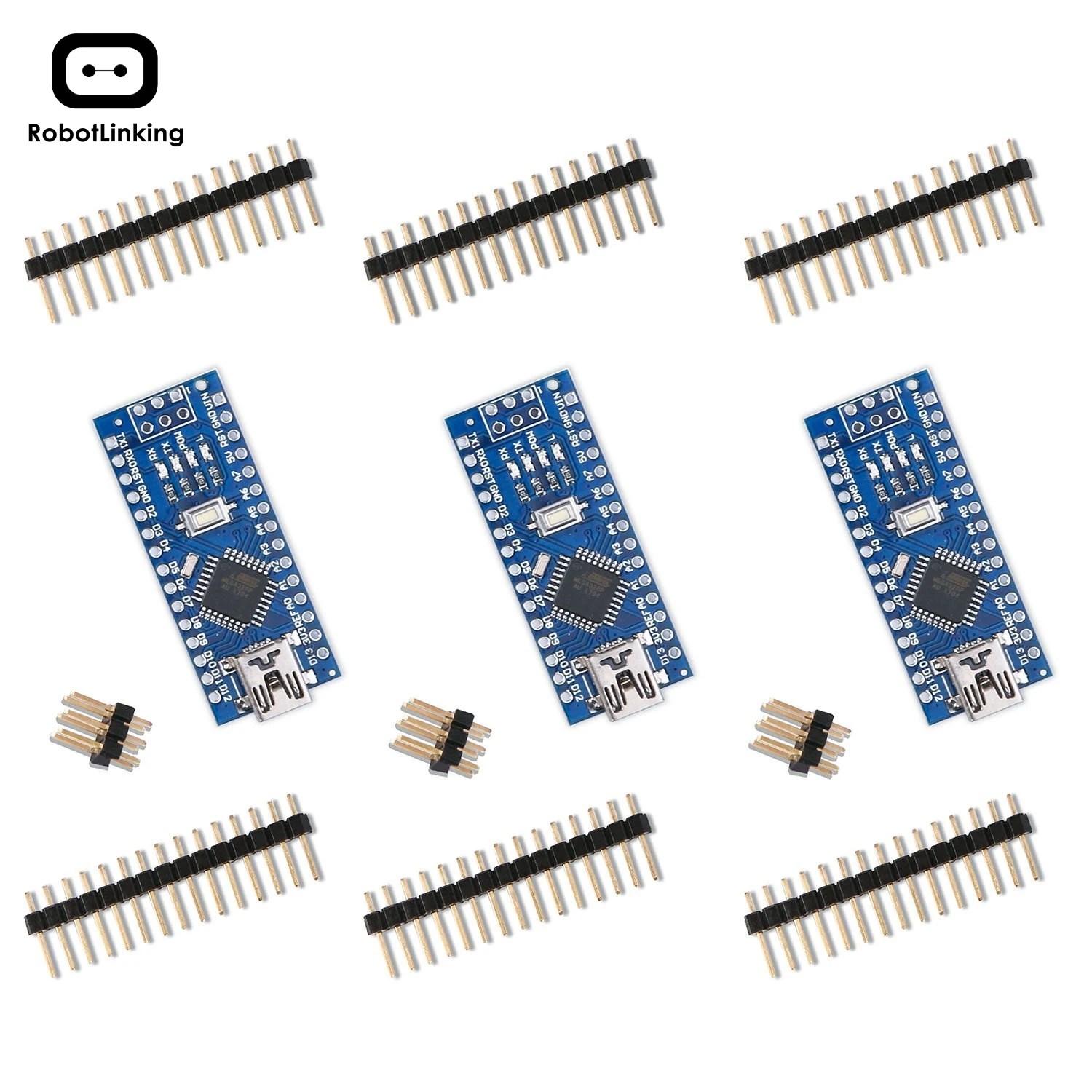 Плата Nano V3.0 плата CH340/ATmega328P без USB кабеля совместима с Arduino (Nano x 3 кабеля)|usb board|arduino