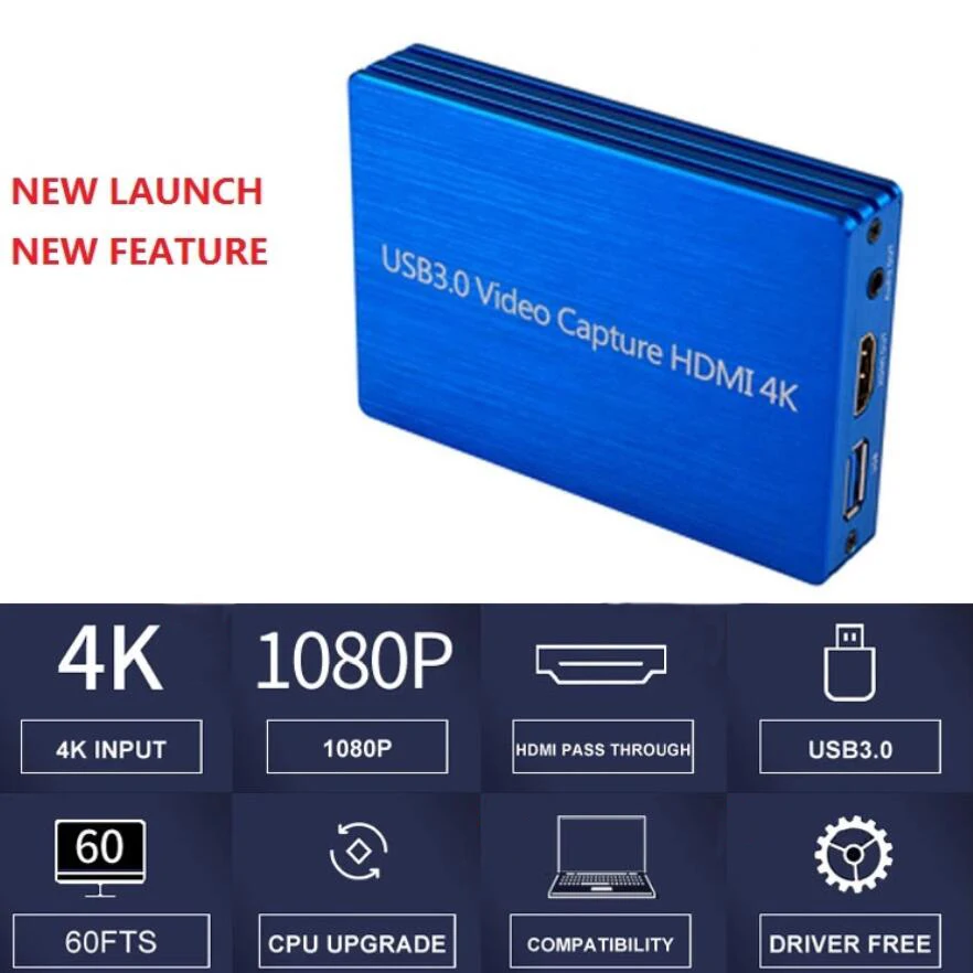 4 K/60Hz Высококачественная карта захвата видеоигр, 4K x 2K HD mi to USB3.0 карта видеозахвата HD рекордер для HD камеры Live Strea mi ng