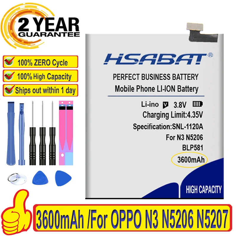 Топ бренд 100% Новый 3600mAh BLP581 Аккумулятор для OPPO N3 Dual SIM N3S N3T N5206 N5207 N5209 батареи +