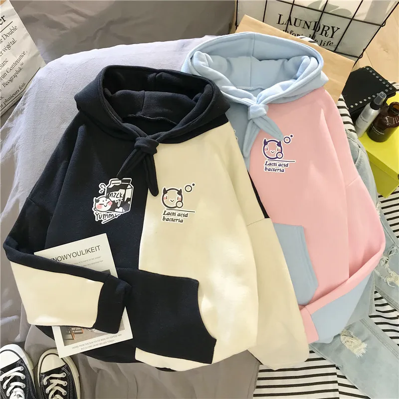 

Girls Oversized Hoodies Female Plus Size Sweatshirts Teen Girl Loose Sweet Pullover Cartoon Winter Tops Kawaii Clothes for Women