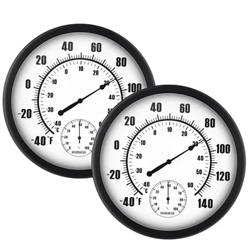 

2 Pcs 10 Inches Indoor Outdoor Weather Thermometer and Hygrometer Temperature Humidity No Battery Required Big Hanging Hygromete