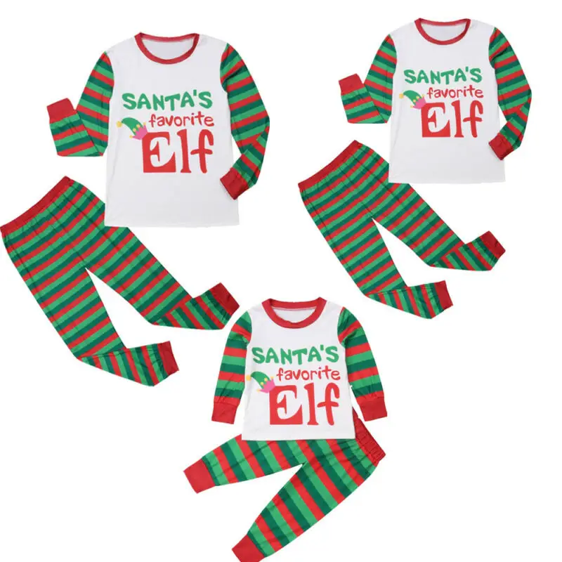Рождественские Семейные одинаковые рождественские пижамы, Пижамный набор, Рождественская одежда для сна с изображением Санта-эльфа, одежда для сна