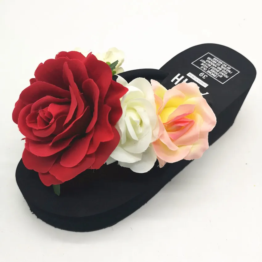 Новинка 2017 женские пляжные шлепанцы HAHAFLOWER модные с цветами летняя женская обувь