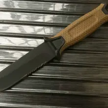 1500 черный/хаки охотничий нож с ручкой 12C27 стальное лезвие, резиновая ручка, тактический нож походные ножи с оболочкой дропшиппинг