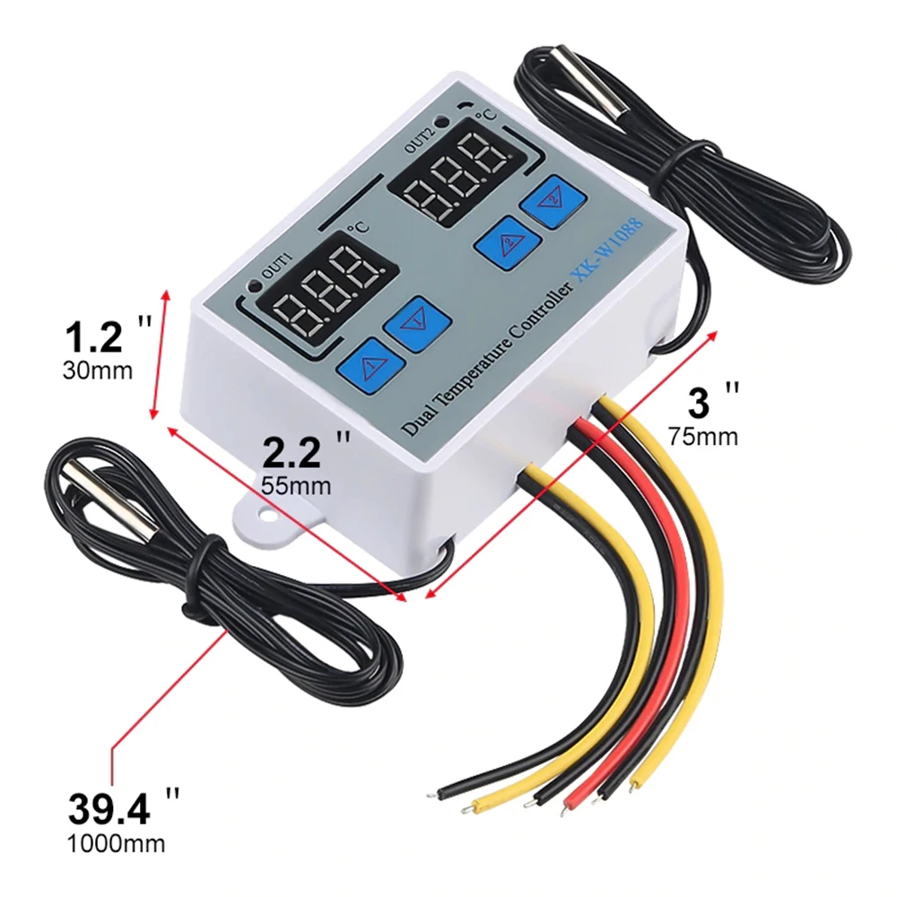 AC110-220V двойной цифровой термостат регулятор температуры два реле терморегулятор для инкубатора отопления охлаждения XK-W1088