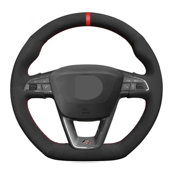 

Hand-stitched Black Suede Car Steering Wheel Cover For Seat Leon Cupra R Leon ST Cupra Leon ST Cupra Ateca Cupra Ateca FR