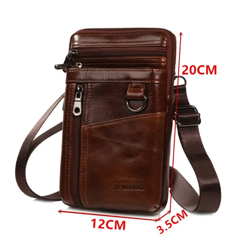 Men Vintage PU Leather Shoulder Bag Crossbody Small Phone Belt Holster Pouch Case Waist Bag
