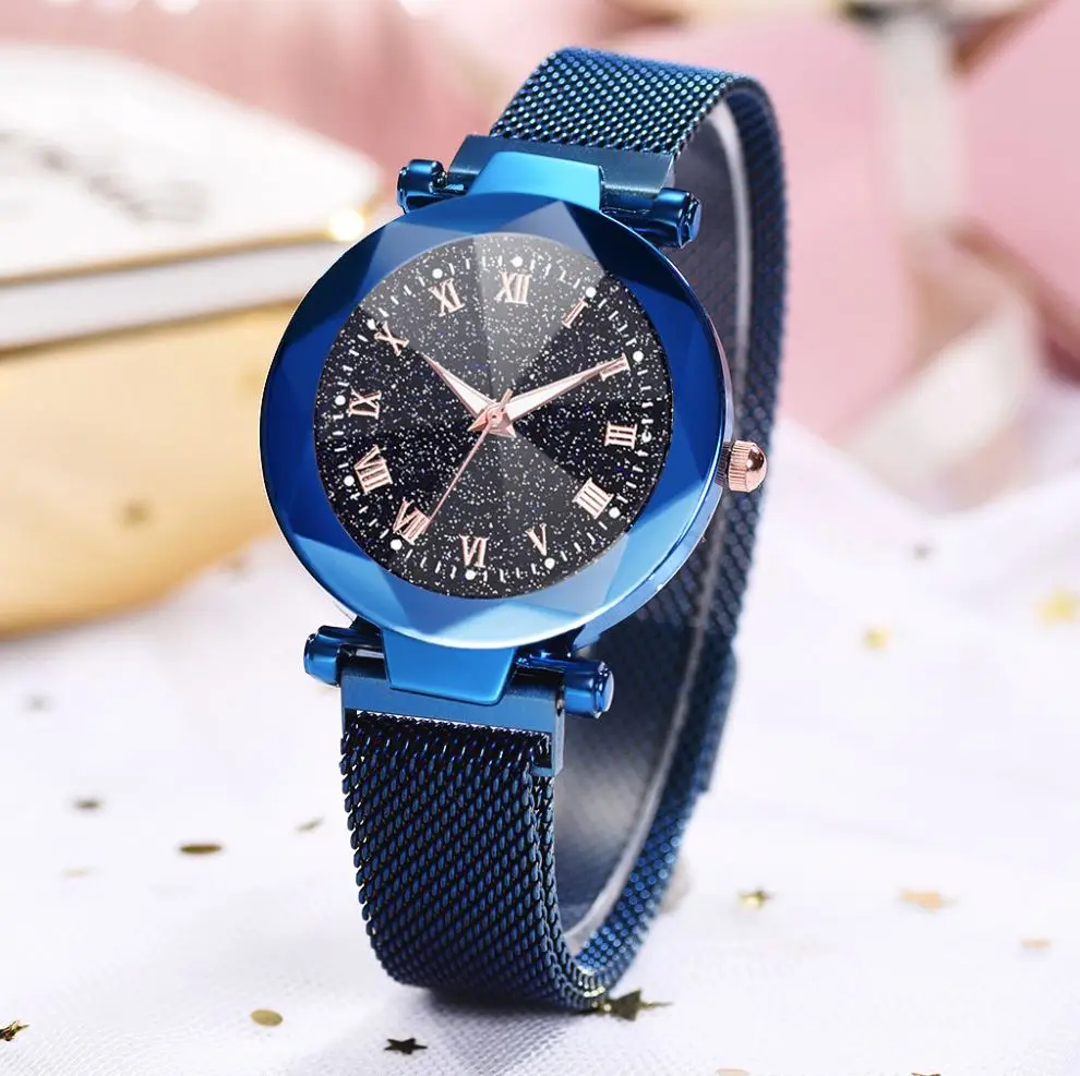 blue Женские часы с римскими цифрами, розовое золото, женские часы-браслет, женские модные наручные часы, женские подарочные часы Relogio Feminino Saat - Цвет: blue