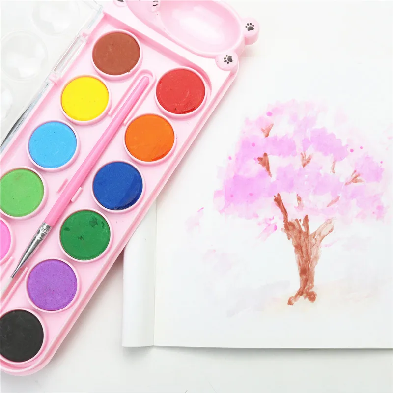 Watercolor Painting Set Watercolor Paint Watercolor Pigment Children's beginner solid watercolor paint 12 18 colors set drawing practice drawing coloring tool kid's colored pen