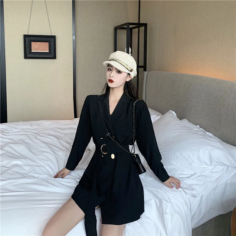 

Photo Shoot 2019 Autumn New Style Casual CHIC Double Breasted Mid-length Suit Waist Hugging Coat Women's