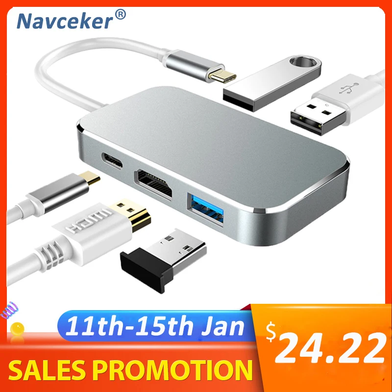 Новинка 2020 концентратор USB 3 1 Type C на HDMI 4K 60 Гц 100 Вт PD Thunderbolt с концентратором 0 для