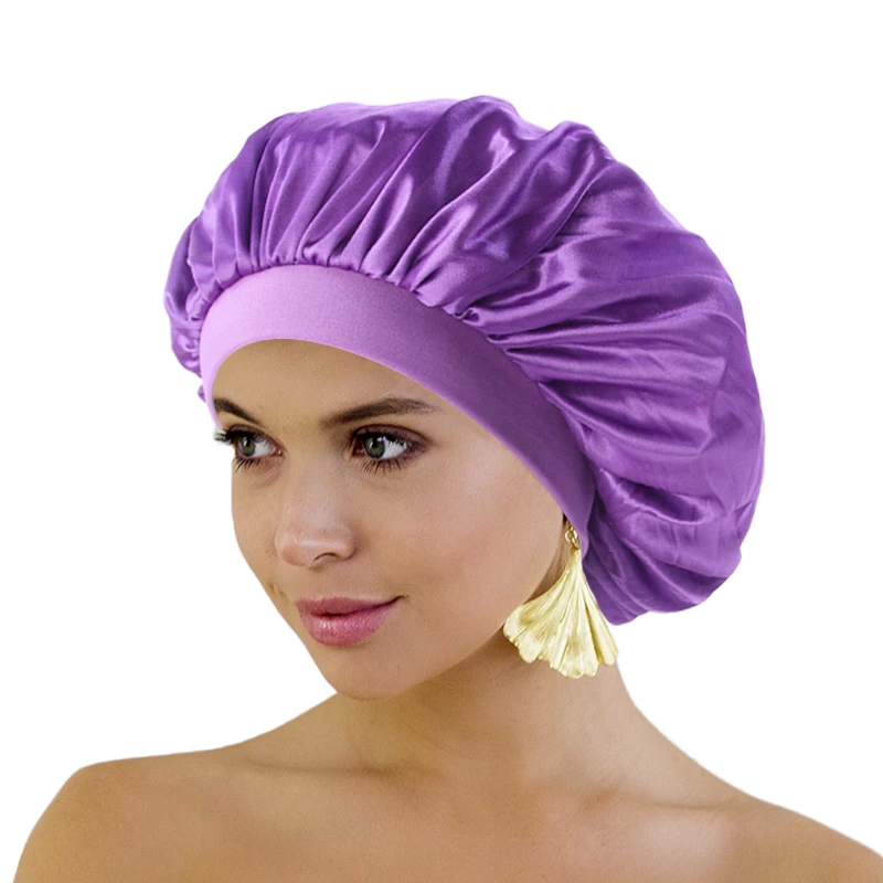 Long Hair Care Women Ladies Satin Bonnet Night Sleep Hat Silk feel Shower Cap BJ